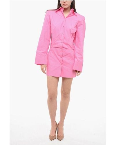 The Attico Margot Chemisier Minidress With Relaxed Fit - Pink