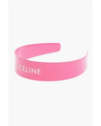 Celine Solid Colour Hairband With Contrasting Logo - Pink