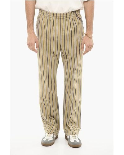 Needles Striped Casual Trousers With Drawstring Waist - Natural