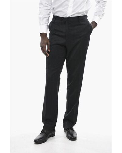 Corneliani Pure Wool Leader Trousers With Zipped Pockets - Black