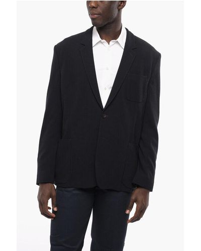 Paul Smith Unlined Single Breasted Blazer With Patch Pockets - Blue