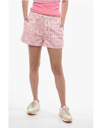 Moncler Monogram Nylon Shorts With Drawstring - Pink