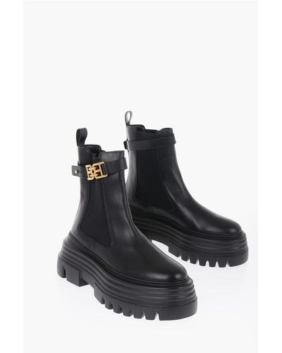 Bally Leather Greby Chelsea Booties With Logoed Ankle Strap - Black