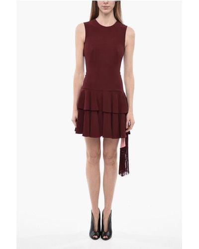 Alexander McQueen Sleeveless Dress With Ruffles And Fringes - Red