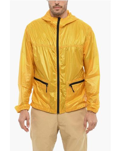 Woolrich Nylon Diamond Fuse Raincoat Jacket With Hood - Yellow