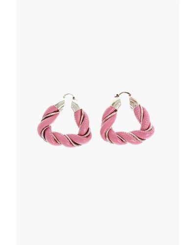 Bottega Veneta Soft-Leather Fold Triangle Hoop Earrings - Pink