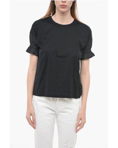 Herno Solid Colour Crew-Neck T-Shirt With Balloon Sleeve - Black