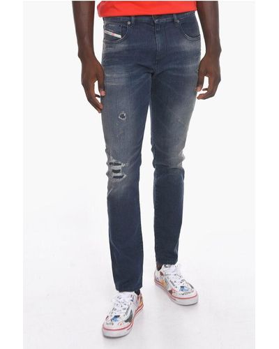 DIESEL Slim Fit 2019 D-Strukt Distressed Effect Jeans 16 Cm L.32 - Blue