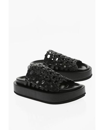 Paloma Barceló Leather Elisa Sandals With Cut-Out Details And Platform 3.5C - Black
