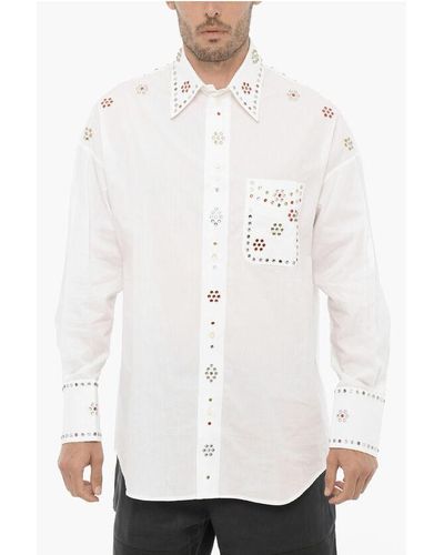 Bluemarble All-Over Jewels Cotton Popeline Shirt - White