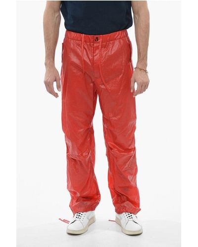 Ferragamo Nylon Cargo Trousers With Drawstringed Bottom - Red