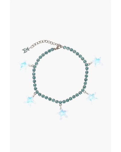 AMINA MUADDI Metal Anklet Embellished With Rhinestones And Star Shaped Ch Size Unic - Blue