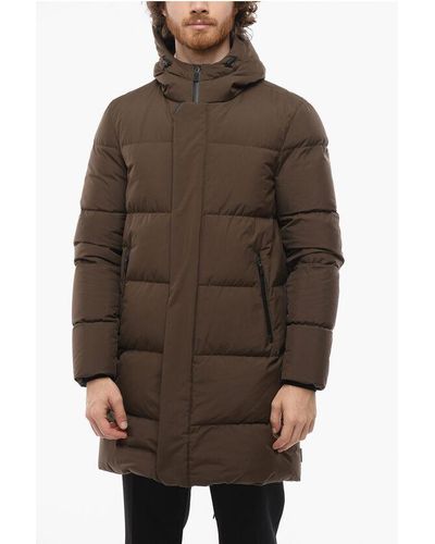 Herno Concealed Buttoning Padded Jacket With Hodd - Brown