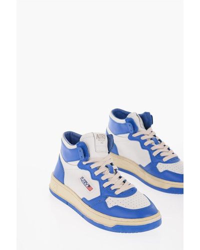 Autry Two-Tone Medalist Mid Leather Trainers - Blue