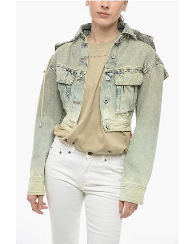 Off-White c/o Virgil Abloh Cropped Toybox Denim Jacket With Removable Hood - White