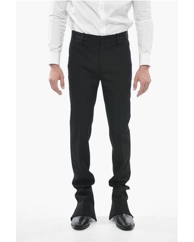 Off-White c/o Virgil Abloh Seasonal Wool Wave Tag Trousers With Ankle Zips - Black