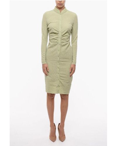 Notes Du Nord Seersucker Fabric Emmi Bodycon Maxi Dress With Ruffle - Green
