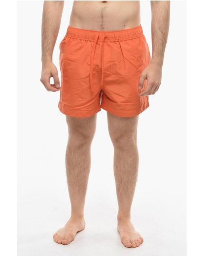 Samsøe & Samsøe Solid Colour Mason Swim Shorts With 3 Pockets - Orange