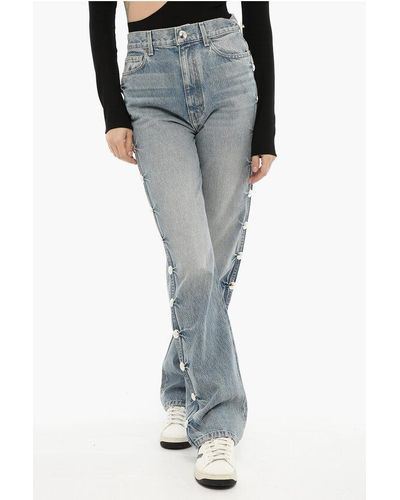 Khaite High-Waist Danielle Jeans With Side Studs 21Cm - Black