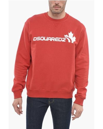 DSquared² Crew Neck Brushed Cotton Cool Fit Sweatshirt - Red