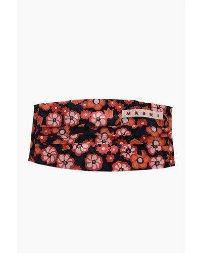 Marni Floral Patterned Cotton Face Mask Cover - Red