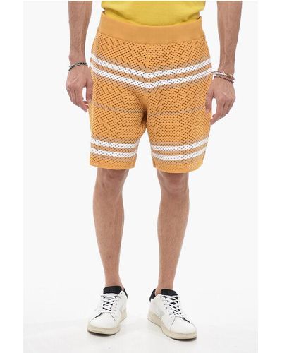 Burberry Striped Crochet Shorts With Elastic Waistband - Natural