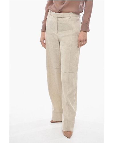 Acne Studios Wide Leg Pleated Trousers - Natural