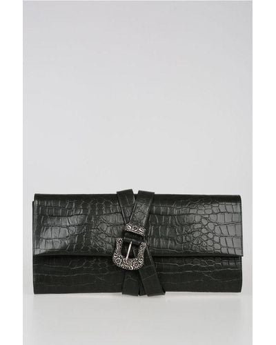 Maison Margiela Mm6 Printed Faux Leather Maxi Clutch - Grey