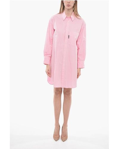 Palm Angels Printed Logo Gd Shirt Dress With Breast Pocket - Pink