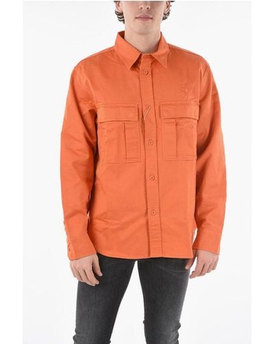 DIESEL Cotton S-Roow Overshirt With Back Pocket - Orange