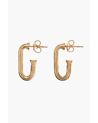 Bottega Veneta Golden-Effect Pillar Hoop Earrings - Multicolour