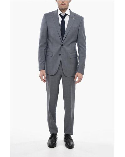 Corneliani Cc Collection Virgin Wool Refined Suit With Flap Pockets - Blue