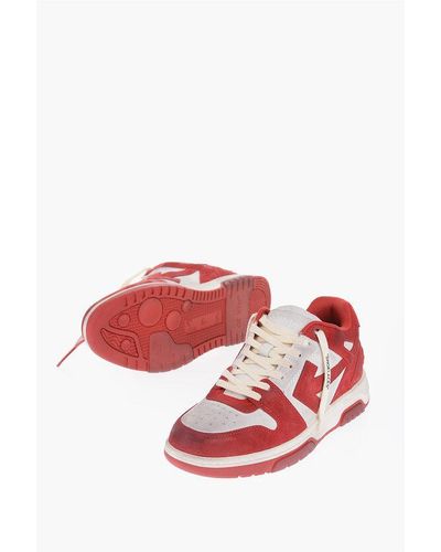 Off-White c/o Virgil Abloh Two-Tone Suede Low-Top Trainers - Red