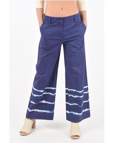 True Royal Palazzo Eva High-Waisted Trousers With Gradient Bottom - Blue