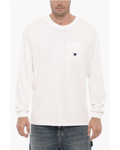 Needles Long Sleeve Crew-Neck T-Shirt With Breast Pocket - White
