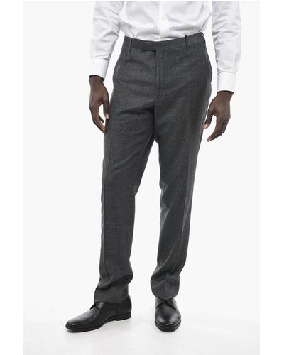 Corneliani Micro Houndstooth Wool Trousers - Grey