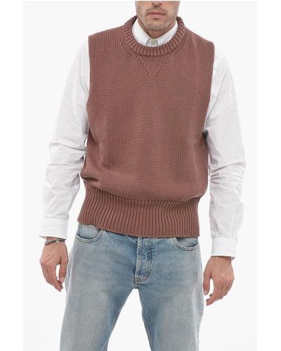 Jil Sander Knitted Vest With Ribbed Trims - Multicolour