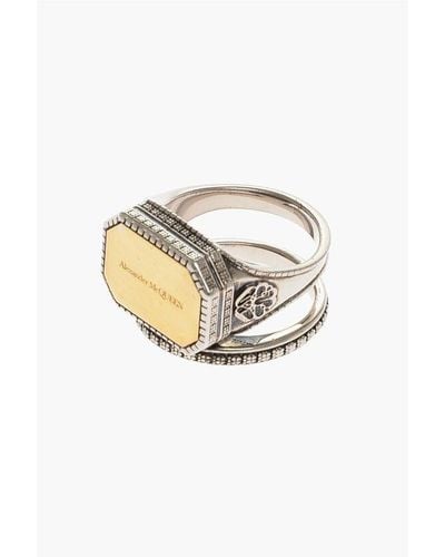 Alexander McQueen Signet Ring With-Colored Plaque - White