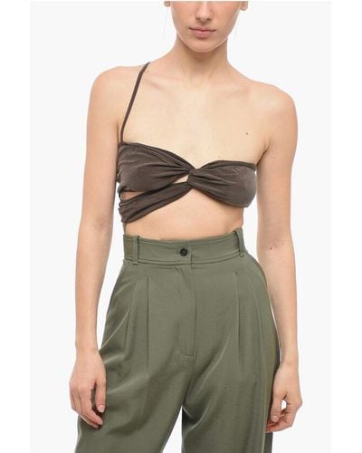 Jacquemus Asymmetric Crop Top With Knotted Design - Green