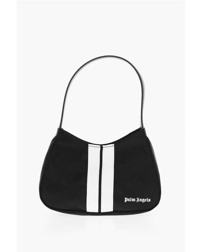Palm Angels Nylon Venice Track Mini Hobo Bag With Contrasting Band - Black