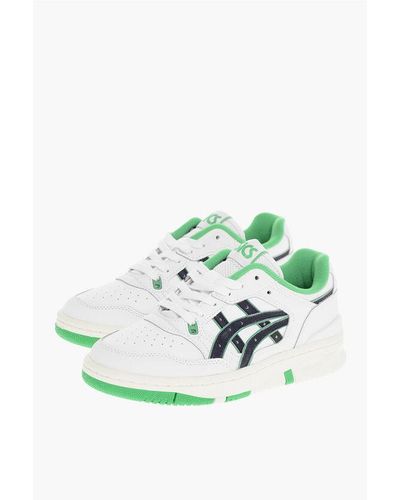 Asics Contrasting Logo Low-Top Leather Trainers - Green