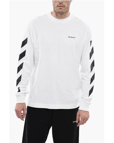 Off-White c/o Virgil Abloh Permanent Long Sleeve Diag Helvetica Skater T-Shirt - White