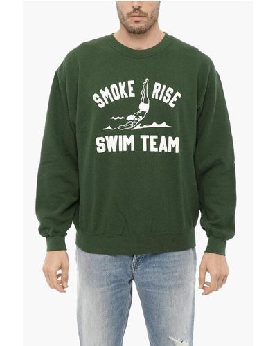 WILD DONKEY Fleeced Cotton Crew-Neck Sweatshirt With Embossed Print - Green