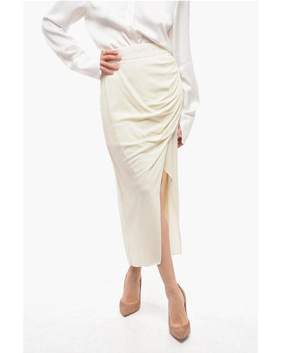 Self-Portrait Wrap Skirt With Button Detail - Natural