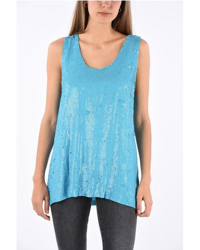 P.A.R.O.S.H. Sequined Gilk Top - Blue