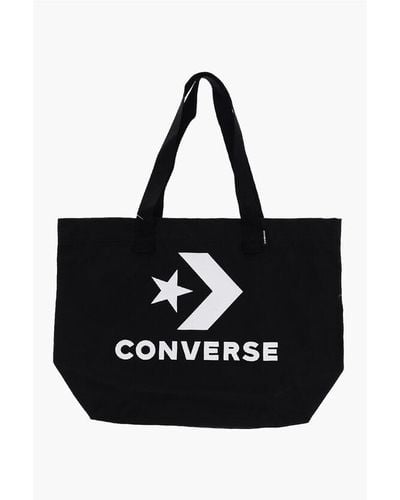 Converse Solid Colour Maxi Tote Bag With Contrasting Print - Black