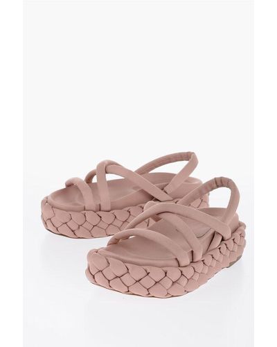 Paloma Barceló Braided Sole Satin Sandals With Platform 6,5Cm - Pink