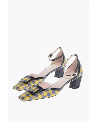 Roger Vivier Plaid Checked Belle Ankle-Strap Court Shoes With Patent Leather Tr - White
