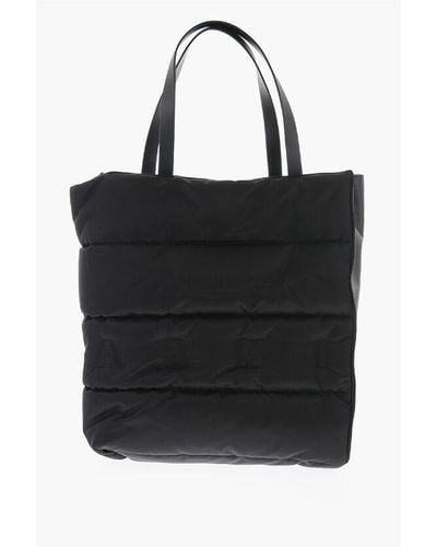Marni Solid Colour Leather And Fabric Tote Bag - Black
