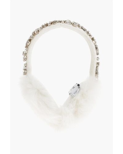 Blumarine Blugirl Fur Earmuffs With Crystals - White